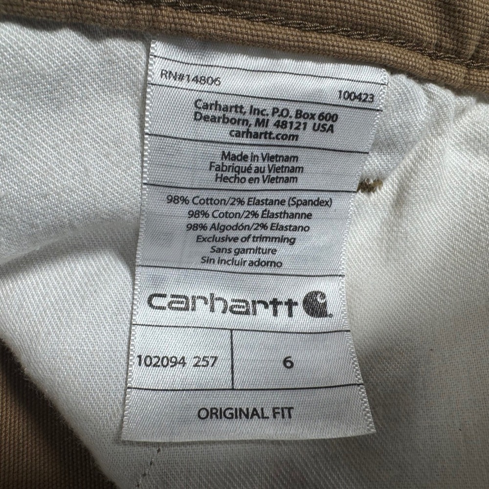 Carhartt Crawford Shorts Womens 6 Brown Rugged Flex Canvas Utility New 102094 - Picture 5 of 9